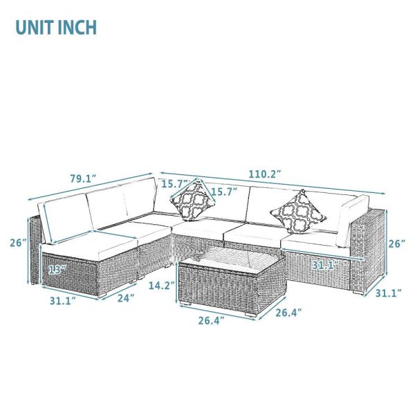 Segmart? 7 Piece Patio Furniture Sofa Sets
